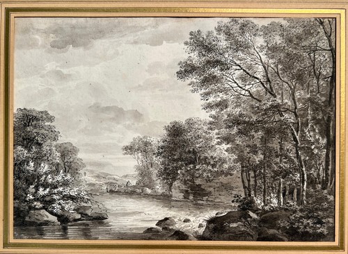 Wooded river landscape 18th - river,