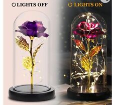 Cadeau Fete Des Meres, rose eternelle sous cloche en verre ,la belle et la bête 