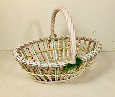 Panier en faïence à décor ajouré décor polychrome imitant la vannerie vers 1900