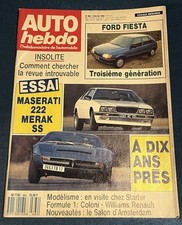 Auto Hebdo AutoHebdo 662 8 Février 1989 Maserati 222 Merak SS Ford Fiesta
