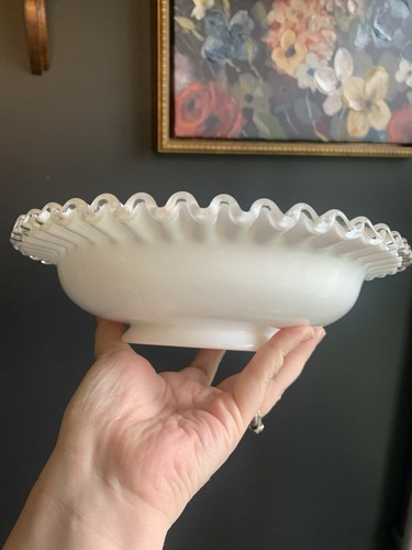 Fenton silver crest milk - silver, glass