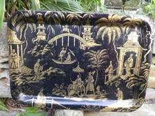 Elite Trays plateau de service en Tôle Vintage décor CHINOIS avec pieds 30cX57cm