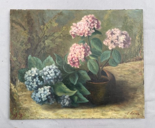 Hortensias huile sur toile - huile,