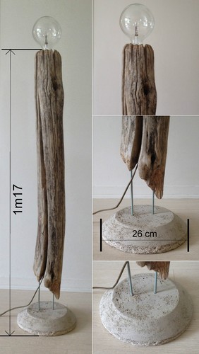 Lampe bois flotté - lampe, en