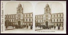 ancienne photo stéréo Italie Padoue . la Tour de l'Horloge . vers 1900