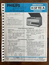 Documentation PHILIPS SERVICE - Radiophono Tourne Disque H 5F 95 A Vintage 1959