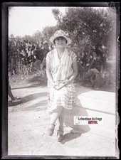 Femme portrait, photo ancienne plaque verre, négatif noir & blanc, 9x12 cm