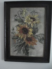 TABLEAU ANCIEN - HUILE SUR PANNEAU ENCADREE - TOURNESOLS- DEBUT XX eme
