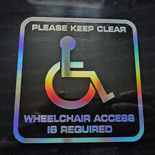 Fauteuil Roulant Access Requis Handicapé Autocollant Voiture Argent Hologram Neo