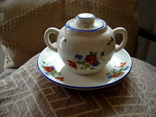 BEAU SUCRIER ANCIEN & SOUCOUPE FLEUR DES CHAMPS COQUELICOT & BLEUET signé SALINS