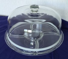 PLAT, PRÉSENTOIR À GÂTEAUX AVEC CLOCHE 4 EN 1 EN VERRE ÉPAIS