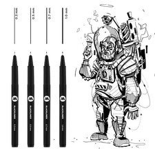 Molotow Blackliner Black Marker Brush - MO200486 Set 2 4er Set Black