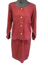 Superbe Et Authentique Tailleur Lin Rouge Bordeaux Yves Saint Laurent 38/40 Tbe 
