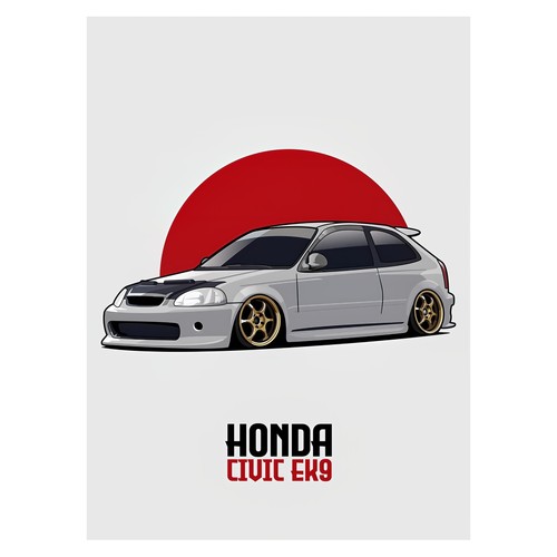 Affiche illustrative honda - affiche,