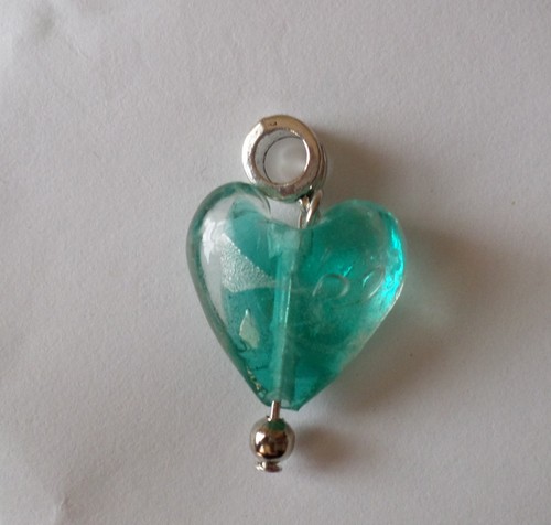 Pendentif coeur murano vert - coeur,