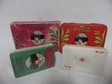 Ancien objet publicitaire Coca cola jeu de carte 2 jeux boite metal et carton