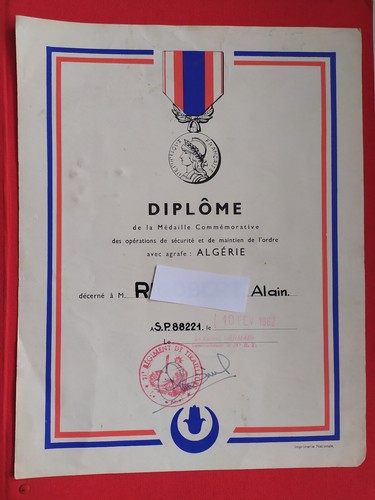 Guerre algérie diplôme - :,