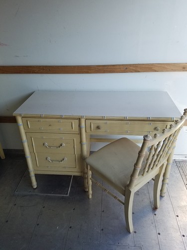 Faux bamboo desk - faux, bookcase