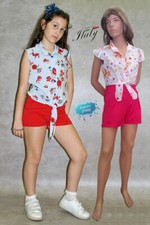 Ensemble Été Fille Sottodonna Chemise sans Manches + Short Made IN Italy 7/11