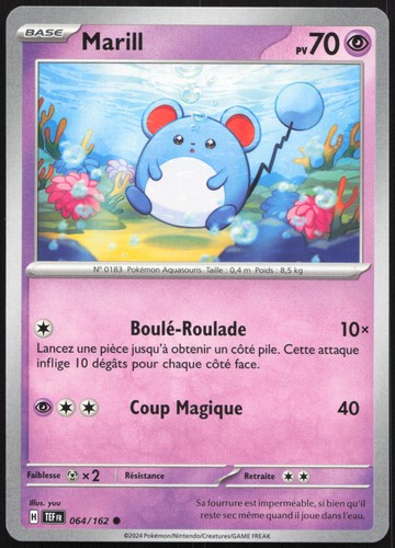 Carte pokémon marill 064 - carte, 064/162