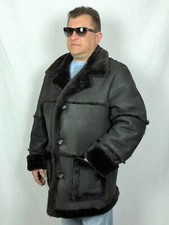 Marron Foncé 100% Peau de Mouton Cuir Marlboro Trench-Coat Veste XS-8XL