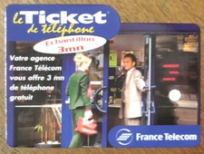 TICKET TÉLÉPHONE AGENCE 3MN SANS CODE CARTE PREPAYÉE PREPAID SCHEDA CALLING CARD