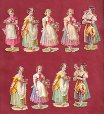 9 Très Rare Chromo Decoupis. Magnifique Réception Mondaine Au 18 Siècle.