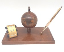 ancien porte stylo de bureau avec globe terrestre calendrié + stylo ,vintage