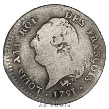 France 15 sols 1791 A Louis XVI argent Paris Second semestre Léopard monnaie