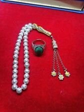 chapelet islamique inci imitation tesbih ve gümüş kaplama yüzük harikalar