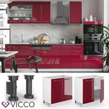 Meuble bas 80 cm Meuble de cuisine Kitchenette Fame-Line blanc bordeaux VICCO