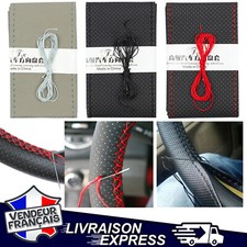 COUVRE VOLANT DE VOITURE CUIR PU NOIR GRIS BEIGE POSE FACILE HOUSSE PRET A POSER