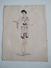 ANCIEN DESSIN GOUACHE FEMME