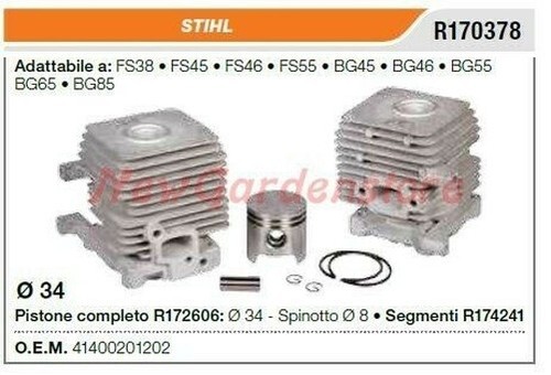 Cylindre piston segments - piston, stihl