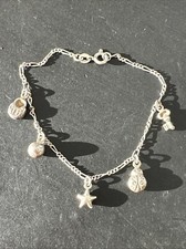 Ancien Bracelet Gourmette Argent Massif Silver Maille breloque art nouveau deco