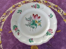 Plat Rond Plat Demi Porcelaine KG Lunéville Réverbère Décor Floral Coloré 31cm