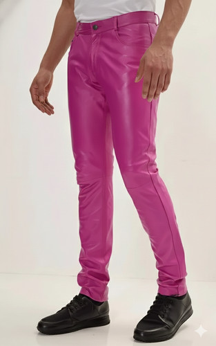 Pantalon cuir motard en - cuir, de