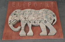 Jeux en bois fait main en France - Puzzles animaux - Eléphant