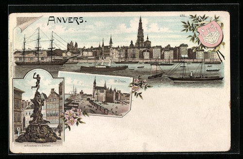 Lithographie anvers vue - lithographie,