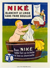 Original Vintage Poster - Eugene Ogé - Nike Soap Bubbles - Laundry - Baby - XXe