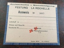 AUSWEIS LAISSEZ PASSER LA ROCHELLE POCHE LA ROCHELLE ILE DE RE AUTHENTIQUE WW2