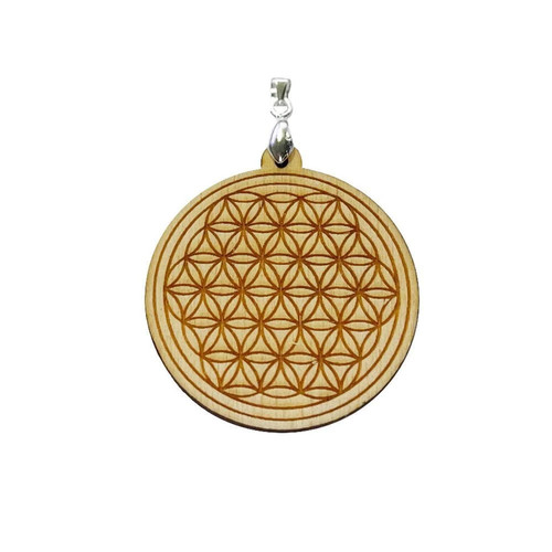 Pendentif fleur vie bois - pendentif,