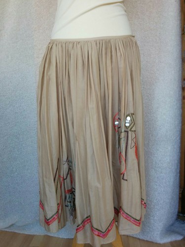 Jupe coton beige - jupe, brodée