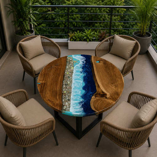 Handmade epoxy round table - handmade,