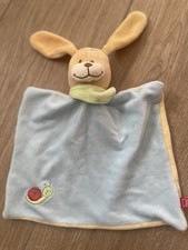 Doudou Peluche Lapin Bleu Jaune Tex Baby Knuffel Foulard Vert Plat Escargot