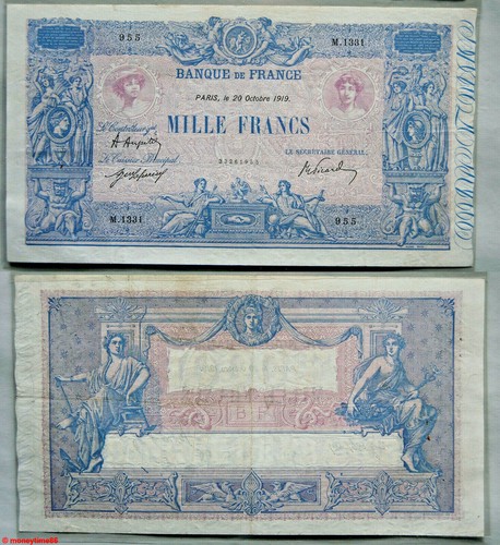 Billet 1000 francs bleu - billet,