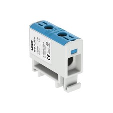 Bloc de jonction alu cuivre bleu (neutre) 2,5 à 35mm² 1000V AC/DC - Rail DIN -