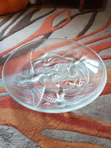 Grande coupe verre signée - grande, en