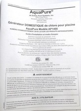 AquaPure AP1400 G � N�Rateur Guide D'Installation Et Mode D 'em Ploi Français