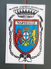 BLASON ADHÉSIF MÉTALLISÉ MARSEILLE VINTAGE AUTOMOBILE VESPA SCOOTER COLLECTOR